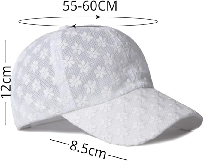 Women's Lace Flower Baseball Cap, Adjustable Hollow Design Summer Sun Hat, Breathable for Casual Outfits Daily Sun Protection