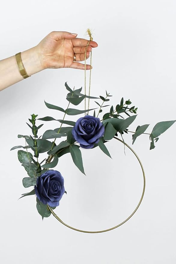 Artificial Rose Flower Artificial Flowers Flower with Long Stem Silk Roses Bouquet for Wedding Bridal Shower Party Home Decoration (Navy Blue, 30 Pcs)