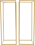 2PC 31.5" Flower Stand for Wedding Metal Cylinder Stands for Party Rectangular Gold Centerpieces Flower Vase Gold Pedestal Columns for Weddings Indoor Outdoor Flower Plant Stand Decoration