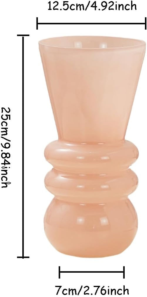 10-inch Tall Glass vase, a Simple and Sturdy Flower Container, Perfect for Dining Tables, Living Room and Table Placement (Pink)