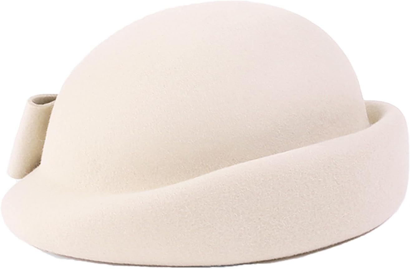 Women Wool Felt Ribbon French Fashion Vintage Millinery Beret Hats Top Cap Ladies Party Wedding Fedoras Chapeau