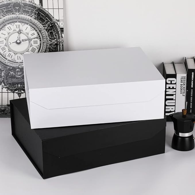 1 Pcs Matte White Extra Large Gift Box with Lid, 19x16x6 Inches, Hard Magnetic Giant Gift Boxes for Presents Clothes Robe Wedding Dress Sweater,Reusable Foldable Bridesmaid Proposal Box