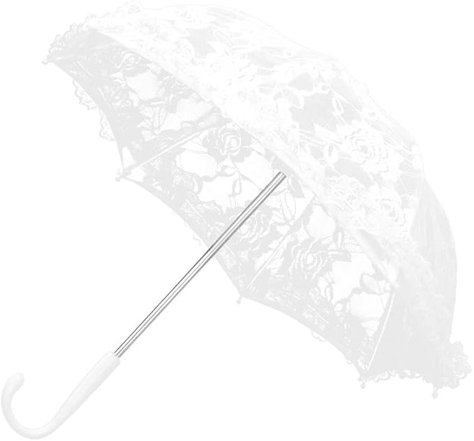 Yosoo Lace Wedding Umbrella Lace Embroidery Umbrella Bridal Party Craft Flowers Decoration Props Accessory for Wedding Party Celebration(51241 Light White)
