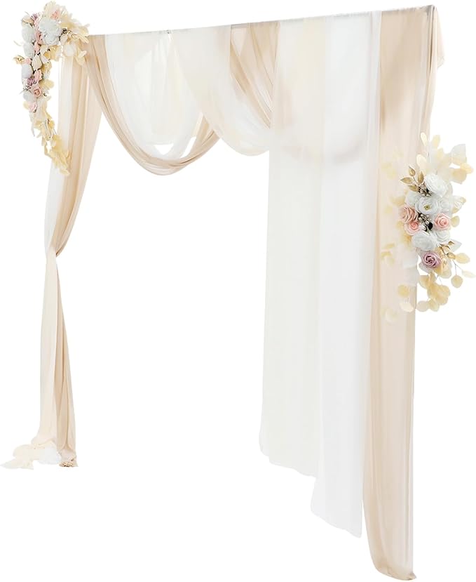 Artificial Wedding Arch Flowers Kit (Pack of 5),2pcs Artificial Hanging Flower Arch Decor,for Wedding Ceremony Arbor Reception Backdrop Rose Floral Party Outdoor Decoration White Champagne