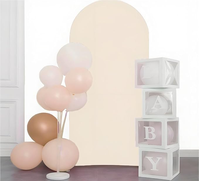 Beige 6FT Wedding Arch Cover, Beige Spandex Arch Backdrop Cover, Chiara Backdrop Cover for Festivals Birthday Party Banquet Ceremony Decoration