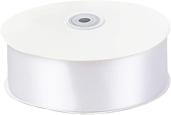 LIUYAXI White Double Faced Satin Ribbon, 1-1/2" X Continuous 25 Yards, Ribbons Perfect for Gift Wrapping Wedding Bouquet Decor DIY Craft Bow Making & Other Projects