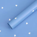 Solid Color Love Heart Flower Wrapping Paper Waterproof Gift Packaging Florist Bouquet Wraps, 20 Sheets 22.8x22.8 Inch (Blue White)