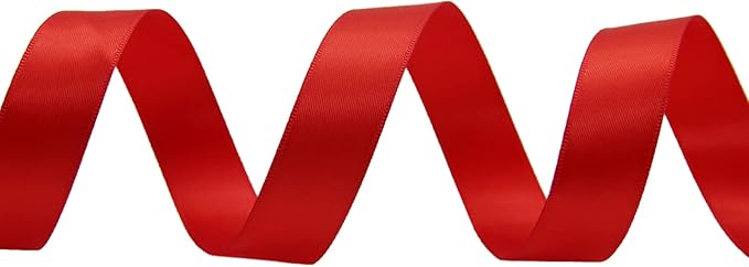 Red Double Faced Satin Ribbon 7/8 Inch - 100 Yards Continuous Soft Gift Wrapping Package Ribbon for Invitations, Flower Bouquets, Weddings, Bows, Hair Decoration, Valentine's Day, and Mother's Day