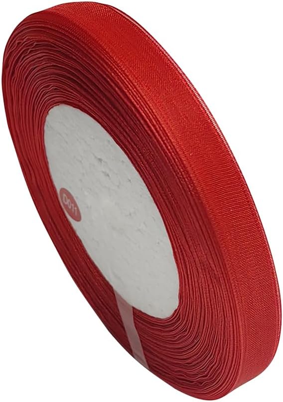 Chenkou Craft Solid Organza Ribbon 1/2" 1 Roll 50 Yards Christmas Red Craft Bow Party Decoration Packing Ribbons (Red, 1/2"(12mm))