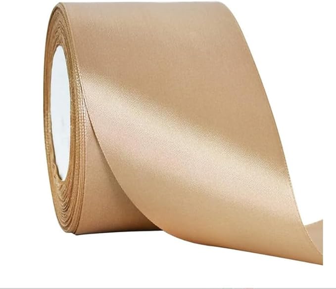TONIFUL Champaign Gold Satin Ribbon 3 Inch X 25yds Solid Silk Ribbons for Gift Wrapping, Craft, Floral Bouquets, Valentine's Day Christmas Gift Wrapping, Party Wedding Decoration