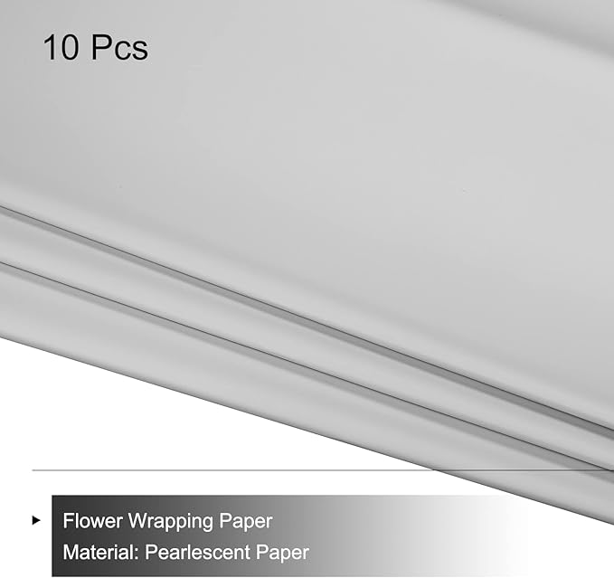 MECCANIXITY 10 Pcs Flower Wrapping Paper 22.8x22.8 Inch Waterproof Florists Wrapping Paper for Florist Bouquet Supplies, DIY Crafts, Gift/Gift Box Packaging Gray