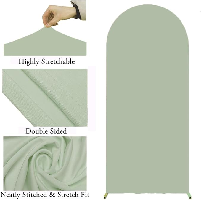 6FT Sage Green Arch Backdrop Cover, 6FT Background Stand Covers, Spandex Arch Backdrop Cover for Wedding.
