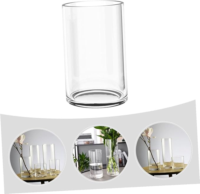Transparent Cylinder Glass Vase Smooth Touch Floral Arrangement Container for Home Wedding Centerpiece Elegant Modern Flower Holder