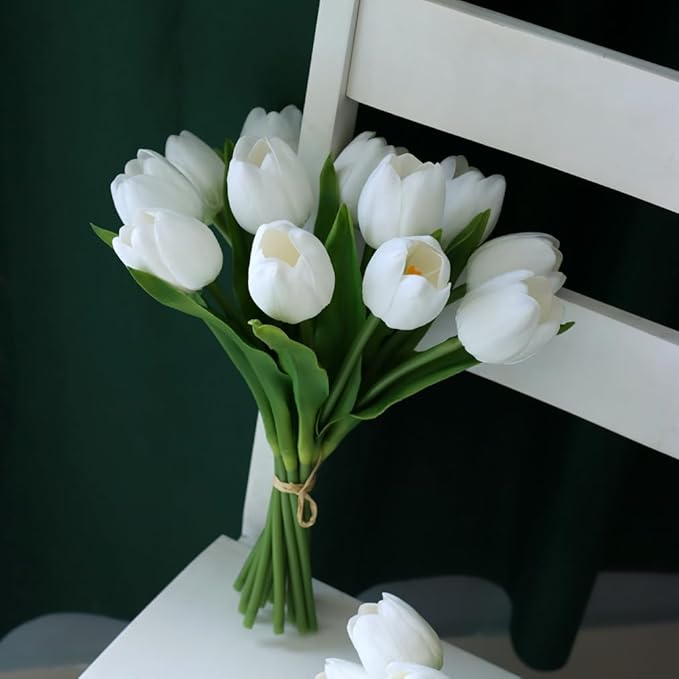 10Pcs Fake Tulips Artificial Flowers Bouquet That Look Real,Tulipanes Artificiales para Decoracion, for Mother's Day Birthday Home Wedding Decor