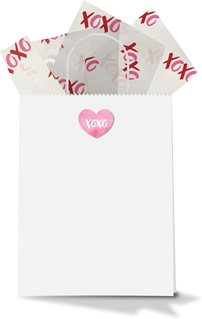 Pro Supply Global XOXO Printed Tissue Paper for Valentine's Day Gift Bags or Boxes and Wrapping - Bulk Decorative Art Tissue Paper for Packaging and Gifting | 24 Sheets 20" x 30"