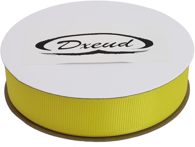 Solid Grosgrain Ribbon 25 Yard Each Roll 100% Polyester Woven Edge (1", Yellow)