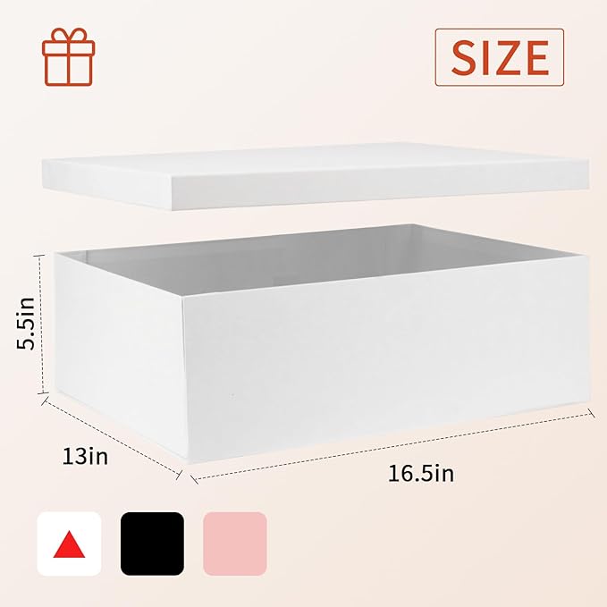 YINUOYOUJIA 3 Pack Large White Gift Box 16.5x13x5.5 inches,Gift Boxes with Lids for Presents,Birthday,Valentine's Day,Mother's Day,Christmas,Anniversary.