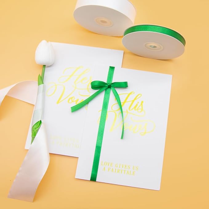 1-1/2" x 50 Yards Satin Ribbon - Green Silk Ribbon with Spool - Ideal for Gift Wrapping, Floral Bouquets, Crafts, Wedding Party Decorations, Christmas and Sewing Projects