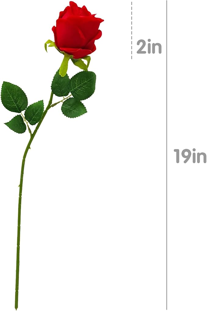 Red Artificial Roses with Long Stems, 12Pcs Realistic Roses Artificial Flowers, Faux Roses | Bulk Fake Flowers for Home Decor, Wedding Party Table Centerpieces, DIY Bouquet