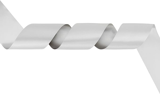 MEEDEE Silver Satin 3 Inch Ribbon Lux Double Faced Satin Ribbon Tree by 10 Yards Silver Silk Ribbons Roll Ribbons for for Crafts, Christmas Tree Decoration, Weddings