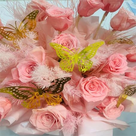 Rumvan Flower Wrapping Paper, 80 Sheets, Waterproof, Floral Bouquet Design, for Wedding, Birthday Gift, DIY Florist Supplies (Pink colour 80)