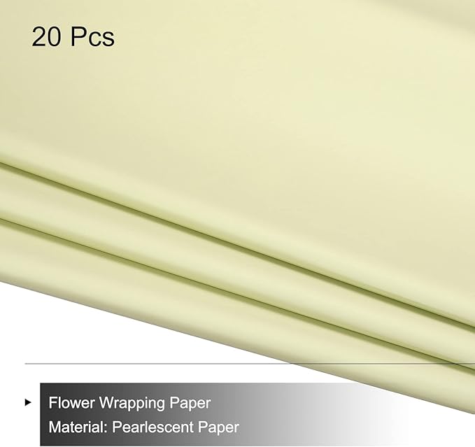 MECCANIXITY 20 Pcs Flower Wrapping Paper 22.8x22.8 Inch Waterproof Florists Wrapping Paper for Florist Bouquet Supplies, DIY Crafts, Gift/Gift Box Packaging Milk Green