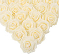 IPOPU Artificial Rose Flower Heads, 100 Pcs Real Looking Creamy Yellow Foam Fake Roses for DIY Wedding Baby Shower Centerpieces Arrangements Party Tables Home Decorations (Cream Yellow, Stemless)