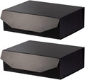 2 Black Large Collapsible Gift Box with Lid 13x9x4 Inches, Bridesmaid Proposal Box, Hard Box with Magnetic Closure, Groomsman Box Reusable Gift Box for Clothes (Glossy Black)