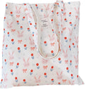 Cotton Canvas Tote Bag Reusable Soft Grocery Cloth Bag Floral Shoulder Bag for Beach Travel Shopping