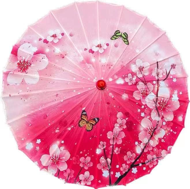 33" Handmade Oiled Parasol Bamboo Silk Umbrella Chinese Japanese Art Classical Dance Umbrella Plum Blossom for Wedding Parties Photography Costumes Cosplay Decoration and Other Events