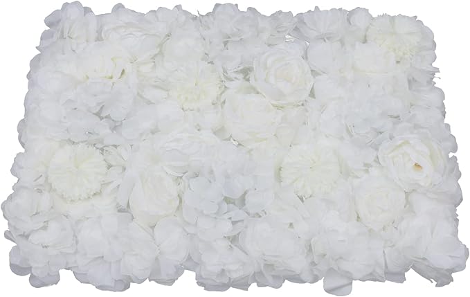 Artificial Flower Wall Panels, Silk Wedding Flower Wall Backdrop Panel, 3D Floral Panel Artificial Floral Wall Mat Flower Screen for Photo Party Wedding Wall Background Decor (6PCS Ivory White)