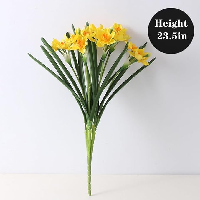 Artificial Flowers for Vases 20.5 Inch 10 Stems，Silk Dried Fake Mums Bouquet Indoor Faux Floral Arrangements for Decoration (Yellow-a)