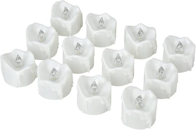 eLander LED Tea Lights Flameless Candle with Timer, 6 Hours on and 18 Hours Off, 1.4 x 1.3 Inch, Warm White, [12 Pack] (New Warm White)