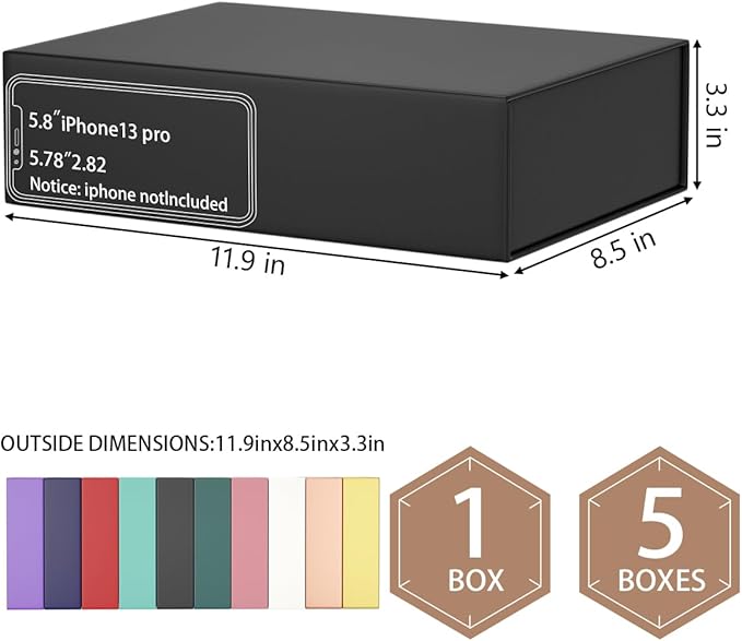 Black Gift Boxes 11.9" x 8.5" x 3.3" with Magnetic Closure Lid Gift Box for Presents,Bridesmaid Gifts Boxe,Cute Boxes,Birthday Gift Box,Luxury for Gift Packaging, Magnetic Gift Boxe for Wrapping Gifts