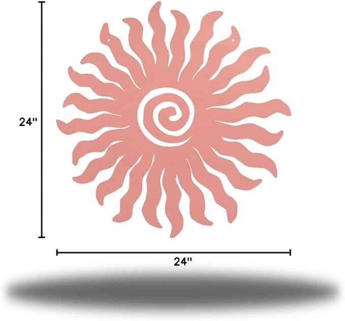 Riverside Designs Sunburst Metal Wall Art Steel Outdoor Decor - Heavy-Duty and Waterproof - Made in USA (24", Pink)