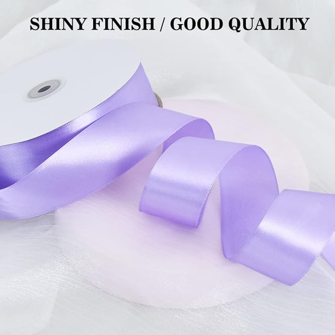 TONIFUL 1-1/2 Inch (40mm) x 100 Yard Lavender Light Purple Wide Satin Ribbon Solid Fabric Ribbon for Gift Wrapping Chair Sash Valentine's Day Wedding Birthday Party Decoration Craft Sewing Halloween