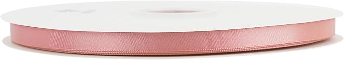 MEEDEE Blush Satin Ribbon - 3/8 Inch Double Faced Satin Silk Ribbon for Gift Wrap, Crafts, Lei Making, Card Making - Peach & Coral, 100 Yards