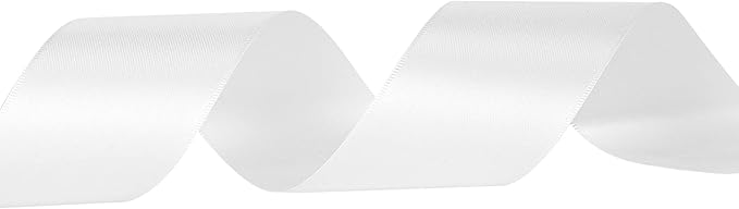 LIUYAXI White Double Faced Satin Ribbon, 2" X Continuous 25 Yards, Ribbons Perfect for Gift Wrapping Wedding Bouquet Decor DIY Craft Bow Making & Other Projects