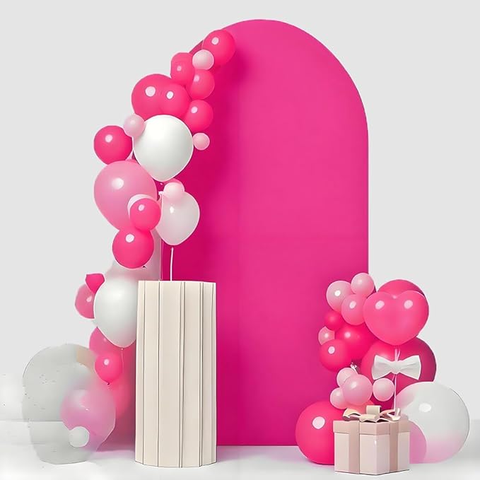 6FT Hot Pink Wedding Arch Cover, Hot Pink 6FT Arch Backdrop Cover, Hot Pink Backdrop Covers for Wedding Birthday Party Celebration Decoration