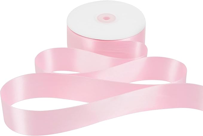MEEDEE Pink Satin Ribbon 1-1/2 Inch Pink Ribbon Lux Double Faced Satin Ribbons by 50 Yards Polyester Satin Ribbons for Crafts, DIY Crafts, Weddings, Flower Bouquet, Holiday Decorating