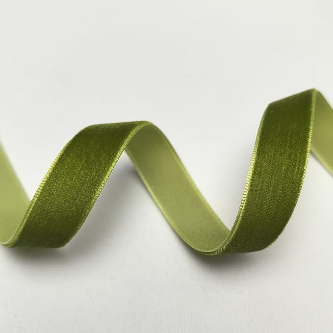 Chenkou Craft 25 Yards 5/8" Velvet Ribbon Lots Bulk (Olive, 5/8"(15mm))