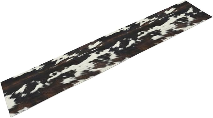 Cow Print Table Runner, Black White Cowhide Print Western Style Table Runner Country Farmhouse Cottage Cow Patten Table Decoration for Home Kitchen Dining, 13x60 Inch