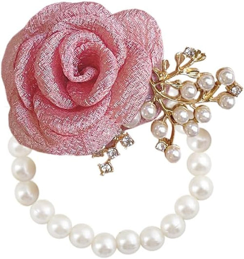 1PCS Wedding Wrist Flower,Bridesmaid Bride Wrist Flower Corsage Decoration Hand Flowers,Peach Powder