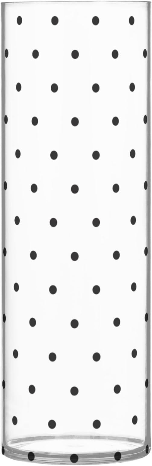 Flower Vase Clear Plastic Cylinder Vases Decor for Centerpieces Home Storage Office Weddings Black Polka Dot White 11.8 x 3.9 in