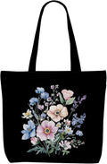 Decohim Floral Butterfly Canvas Tote Bag Boho Canvas Bag with Pocket for Work Office Women Girl Christmas Birthday Gifts