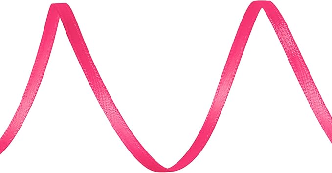 LIUYAXI Hot Pink Double Faced Satin Ribbon, 1/8" X Continuous 100 Yards, Thin Ribbons Perfect for Gift Wrapping Wedding Invitation Card Hair Bows Tag Floral Arrangement DIY Craft