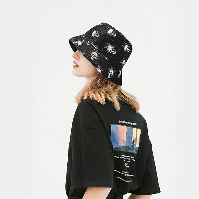 Malaxlx Unisex Bucket Hat Beach Sun Hat Aesthetic Fishing Hat for Men Women Teens, Reversible Double-Side-Wear