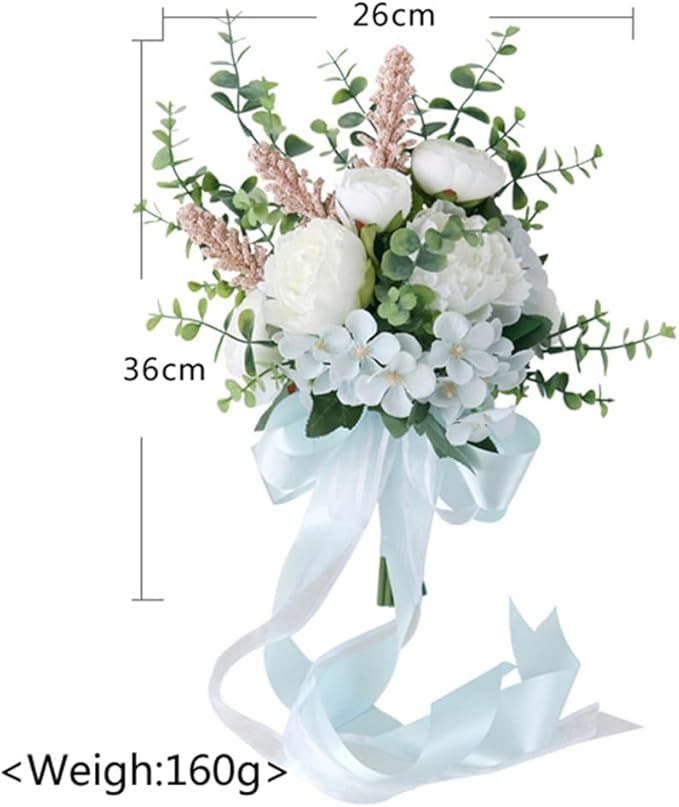 S_SSOY Wedding Bouquet Bride,Bride Bridal Bouquet Bridesmaid Artificial Flowers for Ceremony Anniversary Party Bridal Shower Decoration Wedding Bouquets (White Rose)
