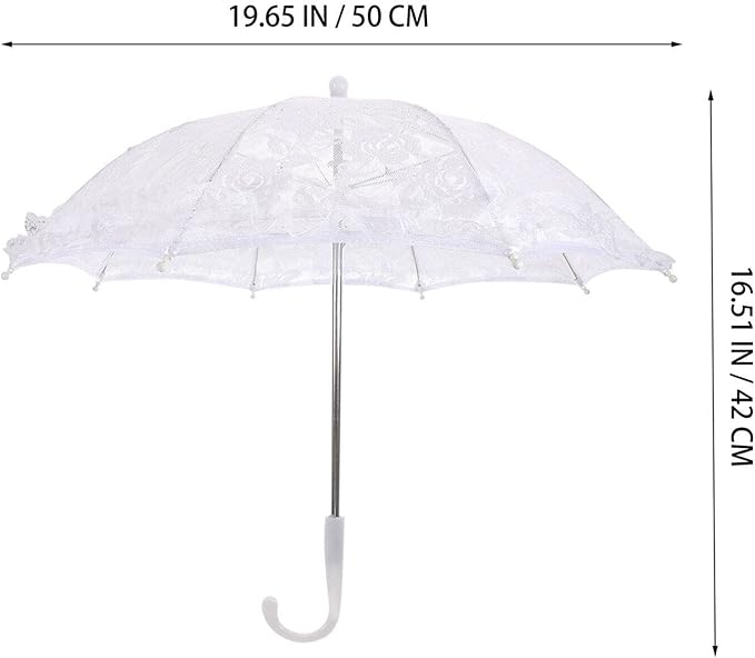 Lace Umbrella Parasol Floral White Umbrella Vintage Wedding Bridal Umbrella Photography Scene Props for Baby Shower Bridal Decorations Assorted Color A