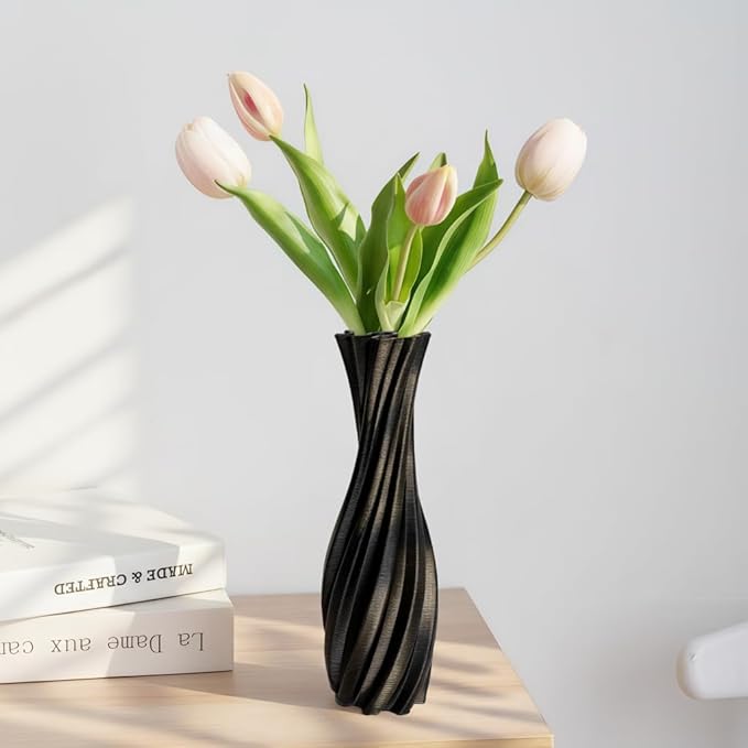 Black Ceramic Decorative Vase, Nordic Modern Irregular Shape Flower Vase for Home Decor, Simple Artistic Centerpiece for Dining Table or Coffee Table